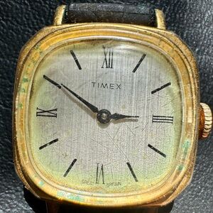 Timex Gold & Silver Tone Roman Numeral Dress Watch. Great Britain.